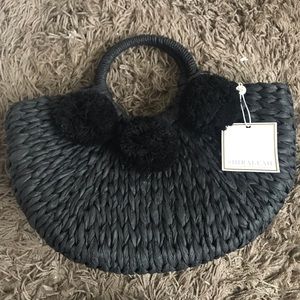 Shiraleah Black pom-pom purse